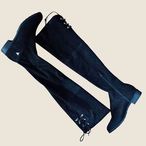 Guess Black Over-the-Knee Boots with Lace Detail